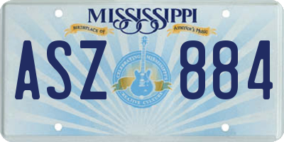 MS license plate ASZ884