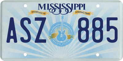 MS license plate ASZ885