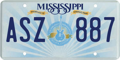 MS license plate ASZ887