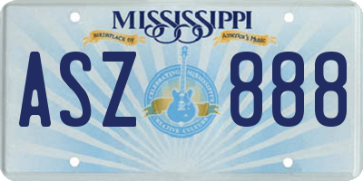 MS license plate ASZ888