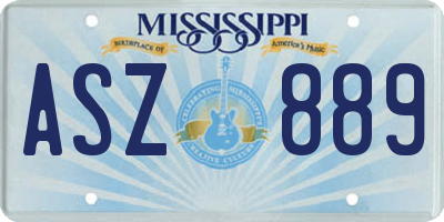 MS license plate ASZ889