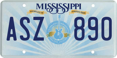 MS license plate ASZ890