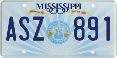 MS license plate ASZ891