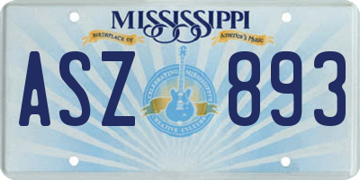 MS license plate ASZ893