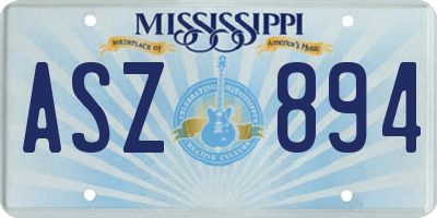 MS license plate ASZ894