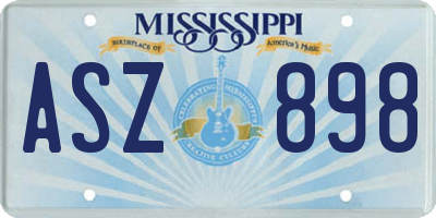 MS license plate ASZ898