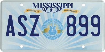MS license plate ASZ899