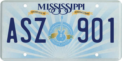 MS license plate ASZ901