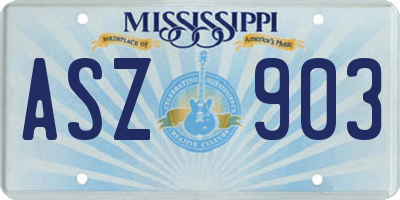 MS license plate ASZ903