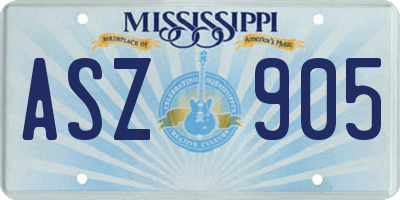 MS license plate ASZ905