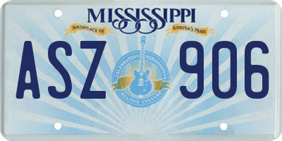 MS license plate ASZ906