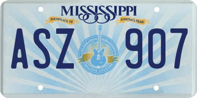 MS license plate ASZ907