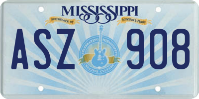 MS license plate ASZ908