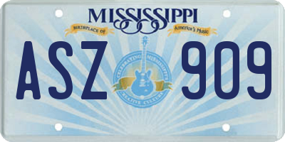 MS license plate ASZ909