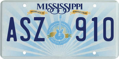 MS license plate ASZ910