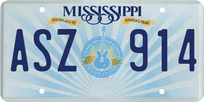 MS license plate ASZ914
