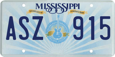MS license plate ASZ915