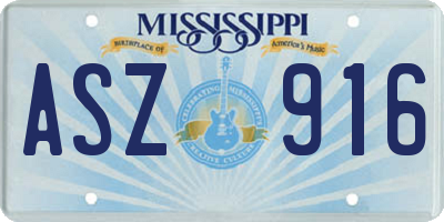MS license plate ASZ916