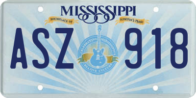 MS license plate ASZ918
