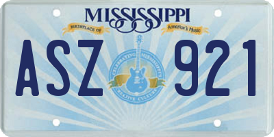 MS license plate ASZ921