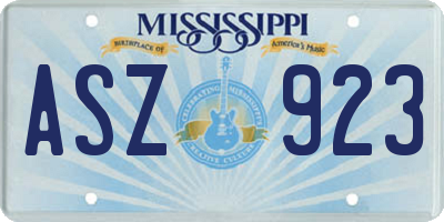 MS license plate ASZ923