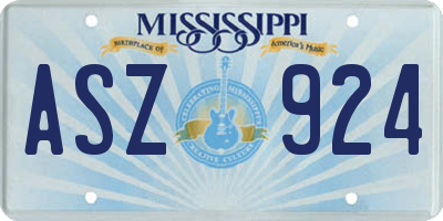 MS license plate ASZ924