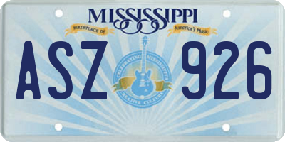MS license plate ASZ926