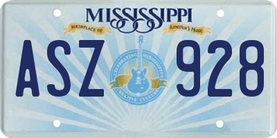 MS license plate ASZ928