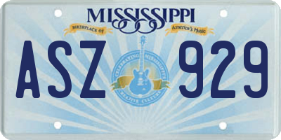 MS license plate ASZ929