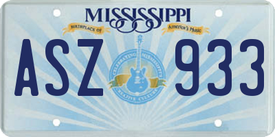 MS license plate ASZ933