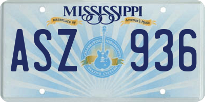 MS license plate ASZ936