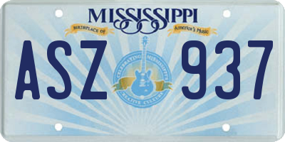 MS license plate ASZ937