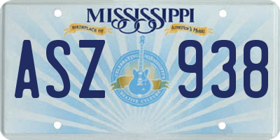 MS license plate ASZ938