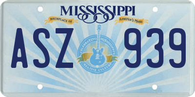 MS license plate ASZ939