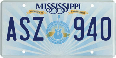 MS license plate ASZ940