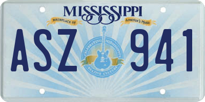MS license plate ASZ941
