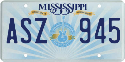 MS license plate ASZ945