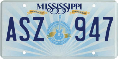 MS license plate ASZ947