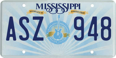 MS license plate ASZ948