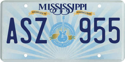 MS license plate ASZ955