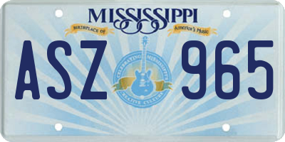 MS license plate ASZ965