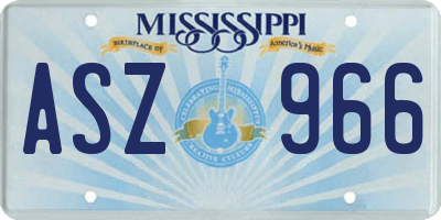 MS license plate ASZ966