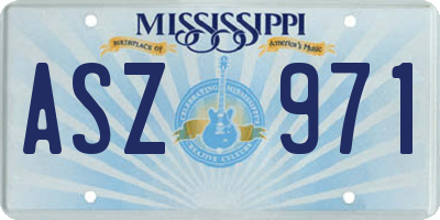MS license plate ASZ971