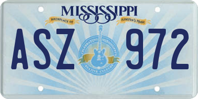 MS license plate ASZ972