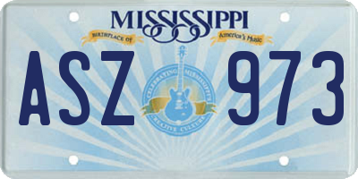 MS license plate ASZ973