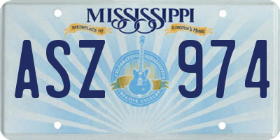 MS license plate ASZ974