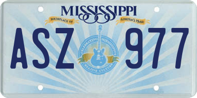 MS license plate ASZ977