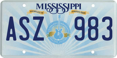 MS license plate ASZ983