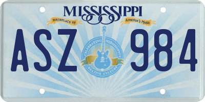 MS license plate ASZ984