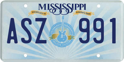 MS license plate ASZ991